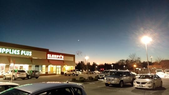 Crescent moon just after sunset, taken with my new phone.