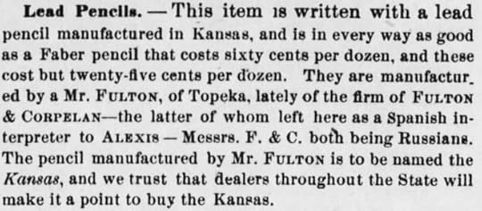 Newspaper clipping from Kansas Farmer, Topeka Kansas, Monday, 1 April 1872 edition. Image courtesy of newspapers.com