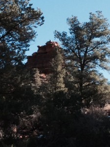 The rock where Bob is sitting as his haunting flute floats over the canyon