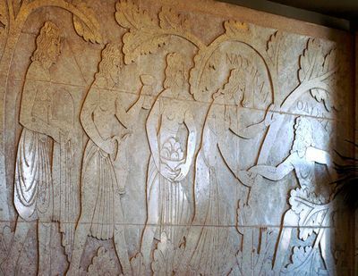 Odysseus welcomed from the sea by Nausicaa
