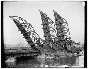 Tower bridges, Fort Point Channel, Boston, Mass. Photo by Detroit Publishing Co., 1904. Prints and Photographs Division. See photo in Flickr.