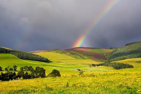 beautiful rainbow over the countryside: 