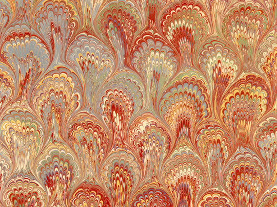 marble paper marbleized peacock