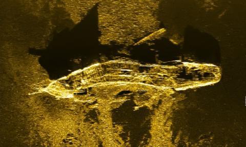Side-scan sonar image of shipwreck