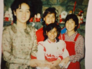 My daughters, Xmas, 1987