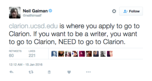 a tweet by Nail Gaiman