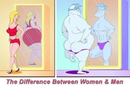 Diff btwn men and women in mirror