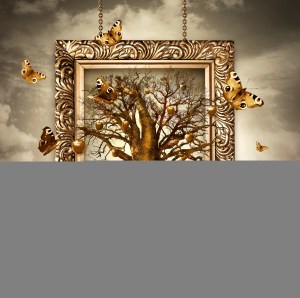Magic tree with butterflies in frame.