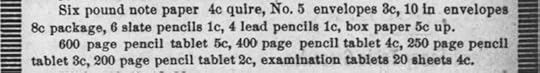 Advertisement for paper supplies and pencils, from The Council Grove Republican Newspaper, 28 January 1898. Image: Courtesy of newspapers.com