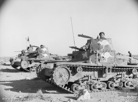 Captured Italian M13/40 and M11/39 tanks pressed into Australian service, North Africa, 23 Jan 1941 (Australian War Memorial)