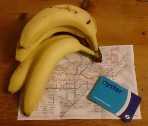 Tube map, Oyster card and bunch of bananas