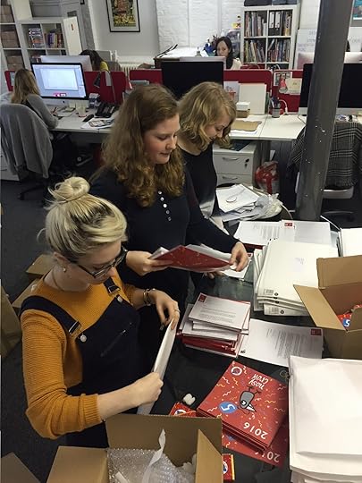 Hard at work packing parcels for booksellers