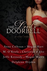 A woman's torso, naked but for a wrap of crimson velvet
