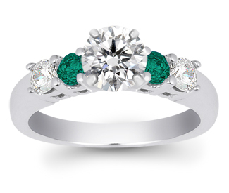 Gemstone-Engagement-Ring---Round-Emerald-and-Diamond-Gemstone-Ring-in-White-Gold-1