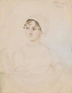 Jane Austen by Cassandra Austen, pencil and watercolour, circa 1810. National Portrait Gallery