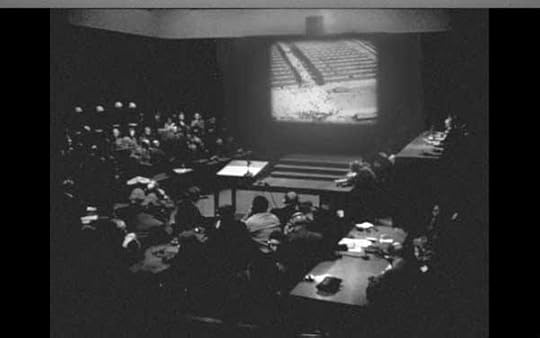 The courtroom during the screening. Stills from Nuremberg, les nazis face à leurs crimes, by Christian Delage © Compagnie des phares et balises, 2006