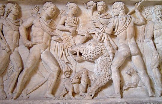 The Calydonian Hunt shown on a Roman frieze at the Amsmolean Museum in Oxford