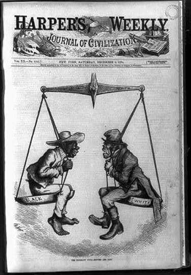 'The Ignorant Vote' Honors Are Easy. Harper's Weekly cartoon from 1876. One of the reasons often put forward for the virulence of some Irish racism was the effort of the Irish to differentiate themselves in the social-spectrum from African-Americans. (Library of Congress)