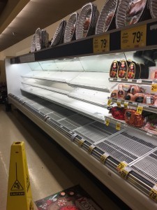 supermarket shelves during the snow storm