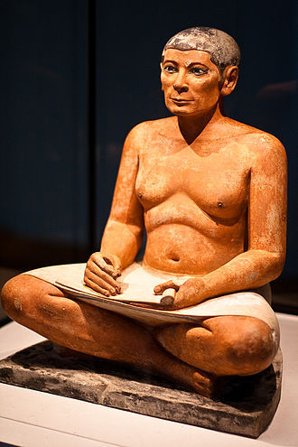 Seated scribe, Old Kingdom (Wiki)