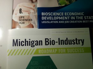 Handouts from the Bio-industry growth summit - showing different terms for life science or biotech