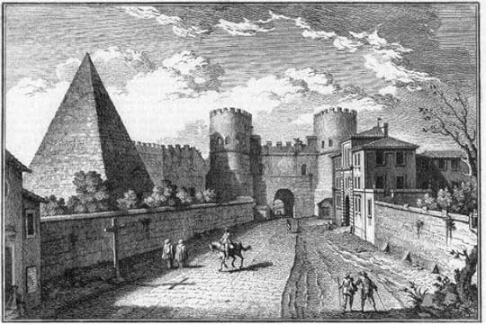 The Pyramid of Cestius incorporated into the Aurelian Walls