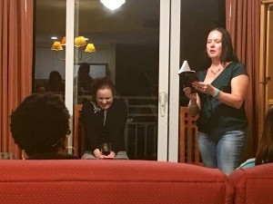 Megan Hart cringing as I read one of her sex scenes aloud