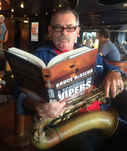 Keith Crossan reading my novel, 