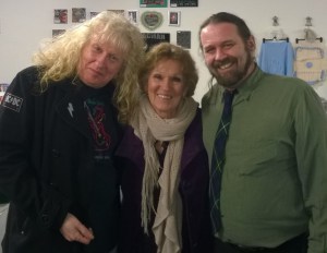 Jeff Jeffrey, Jess Smith and Rolf Campbell at the first public performance of the Tinkers' Heart Song.