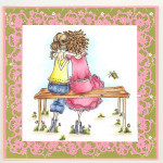 Bella card by Karen 2 friends on a bench