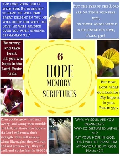 Free printable with memory scriptures on Hope to fight against depression and despair.