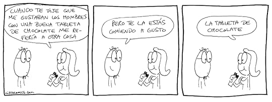 Tira cómica sobre el atractivo de los hombres que tienen una buena tableta de chocolate.