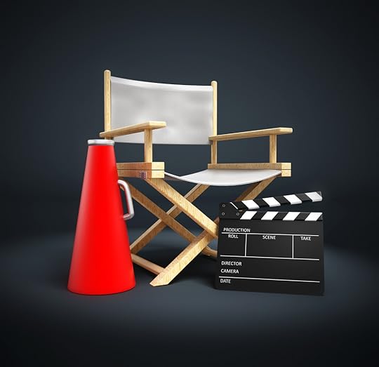 Director chair, film slate and load horn.