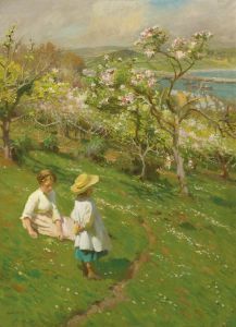 Spring in the Garden by Harold Harvey (1874 - 1941)