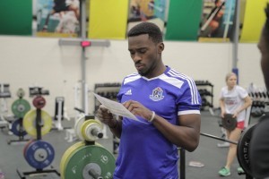 Tomi Ameobi at FCE's strength and conditioning session at the University of Alberta