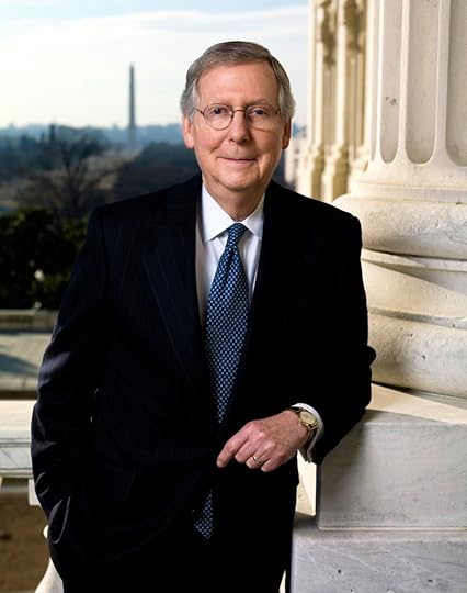 U.S. Senator Mitch McConnell, who is about the dopiest looking old white guy you can imagine. His head looks like a melting candle fucked a turtle and their baby was Mitch McConnell.