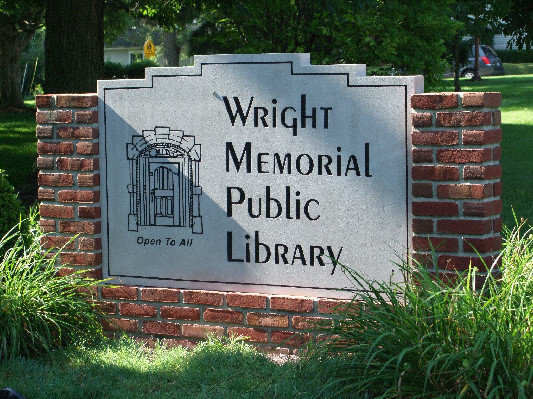 Wright Memorial Library sign