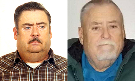 Pedophile James Alfred Cooper in a Hamilton, Ontario police booking photo in 1993 (left) and a photo released by Toronto Police in January 2015 when he was released from prison