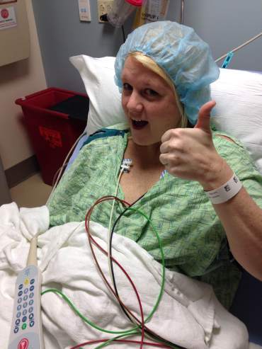 Pre-surgery. The meds have kicked in at this point.