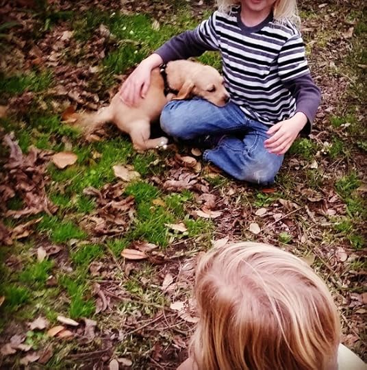 image of puppy and kids