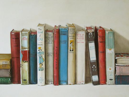 Vintage Children's Books, a still life painting by Holly Farrell