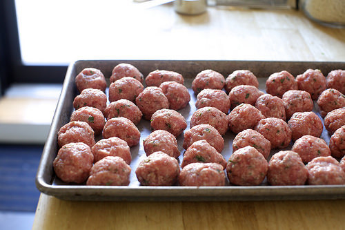 a double-batch of meatballs