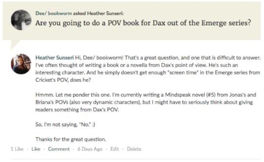 Heather Sunseri, Goodreads, Renaissance, Emerge series,