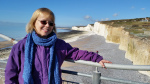 Sheila on clifftop at Birling Gap 16 Feb 2016
