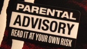 Parental advisory on cover for Haunted by Chuck Palahniuk