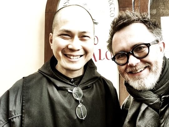Brother Ignatius, guestmaster of the Norcia monastery, and Area Man