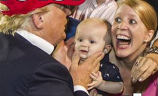 Trump campaign crazy look lady terrified baby