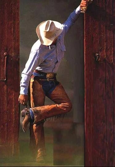 Cowboy wearing chaps: 