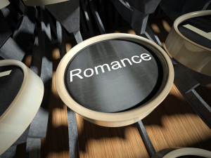 Typewriter with Romance button, vintage style