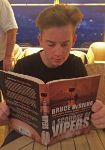 Blues Guitar Player Quinn Sullivan reading my novel, 